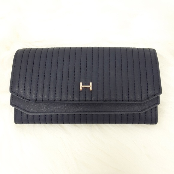 Halston Heritage Handbags - Halston Mallory Quilted Pleated Wallet BLUE NAVY
